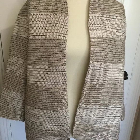 Chico’s Sz 2 Gold Silver Blazer Jacket Holiday - Picture 8 of 8